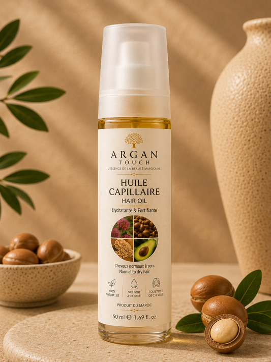 Huile capillaire à l'huile d'argan Argan Touch soin cheveux naturel