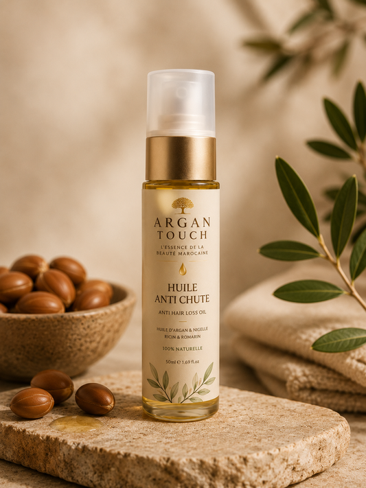 Huile anti-chute cheveux Argan Touch à l’argan, nigelle, ricin et romarin – 50 ml