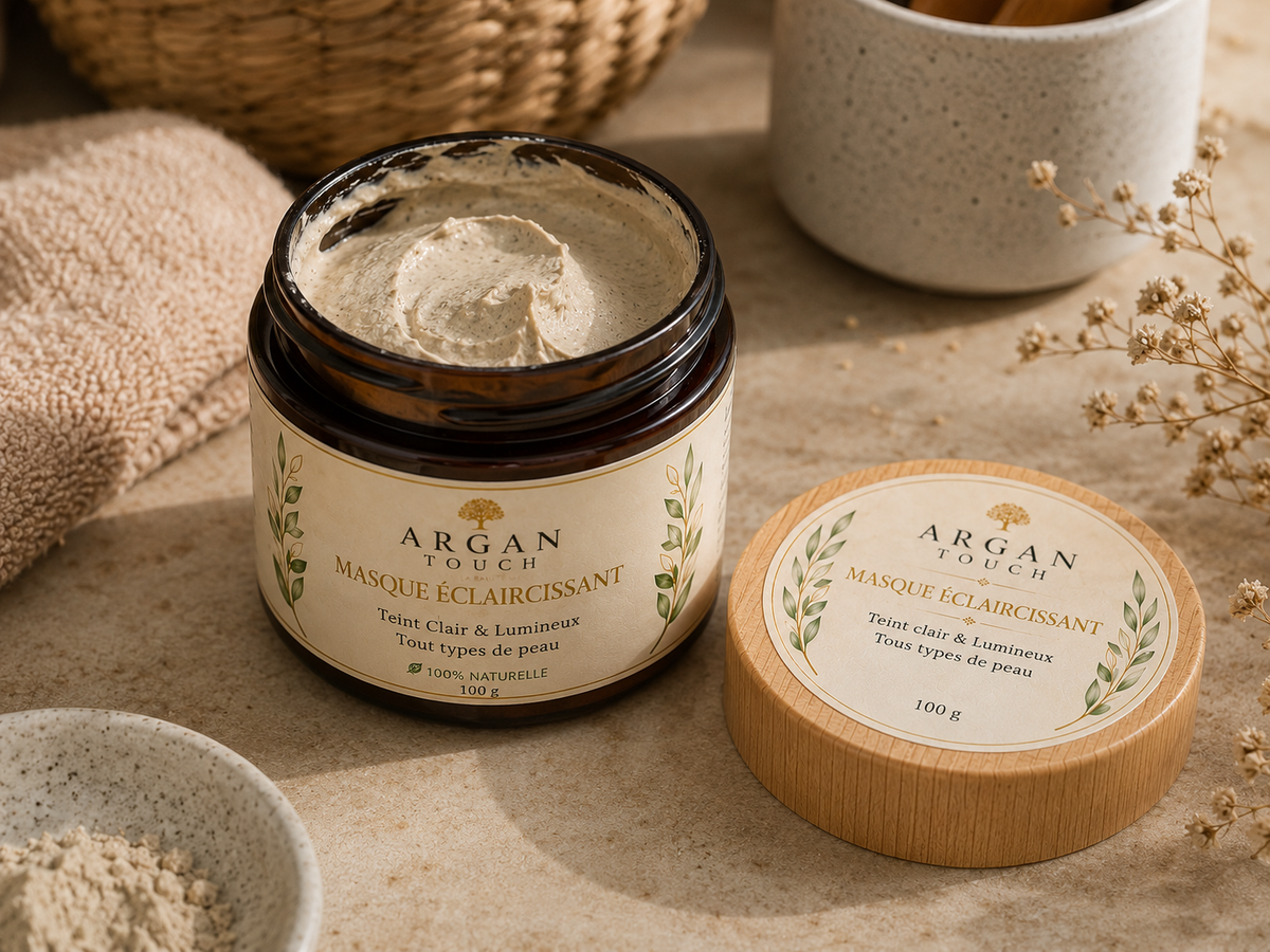 Masque éclaircissant visage Argan Touch pot ouvert texture crème